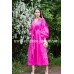 Boho Style Ukrainian Embroidered Maxi Dress Pink with White/Purple Embroidery